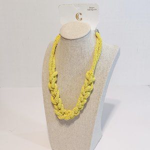 NWT Bright Yellow wrap beaded necklace